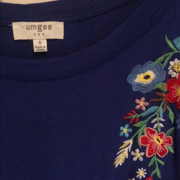Umgee Tunic Dress-Blue with embroidered flowers - Picture 2 of 6